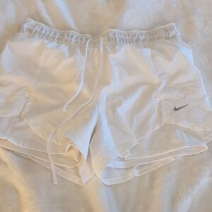 Nike Women's White and Gray Athletic Shorts